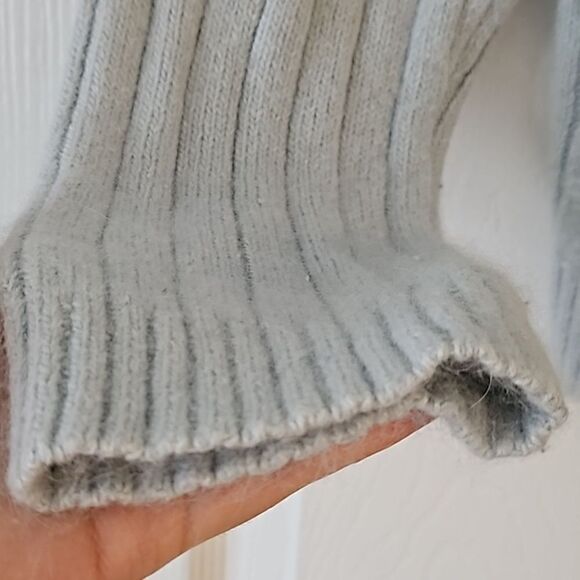 Sag Harbor Long Sleeve Cable Knit Turtleneck Sweater Angola Rabbit Hair Blue M - Picture 7 of 10